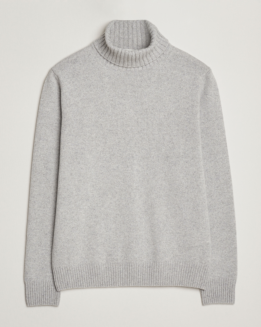 Mies | Puserot | Morgano | Wool/Cashmere Heavy Knit Rollneck Light Grey
