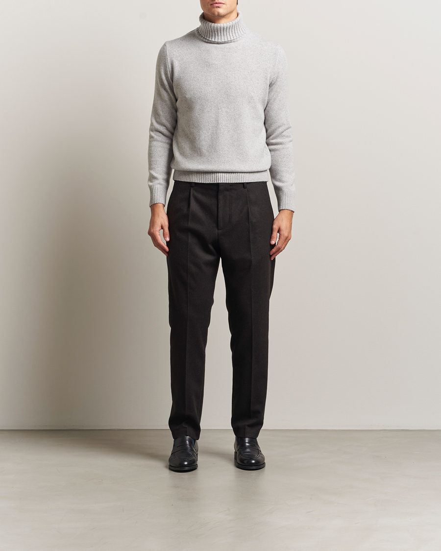 Mies | Puserot | Morgano | Wool/Cashmere Heavy Knit Rollneck Light Grey
