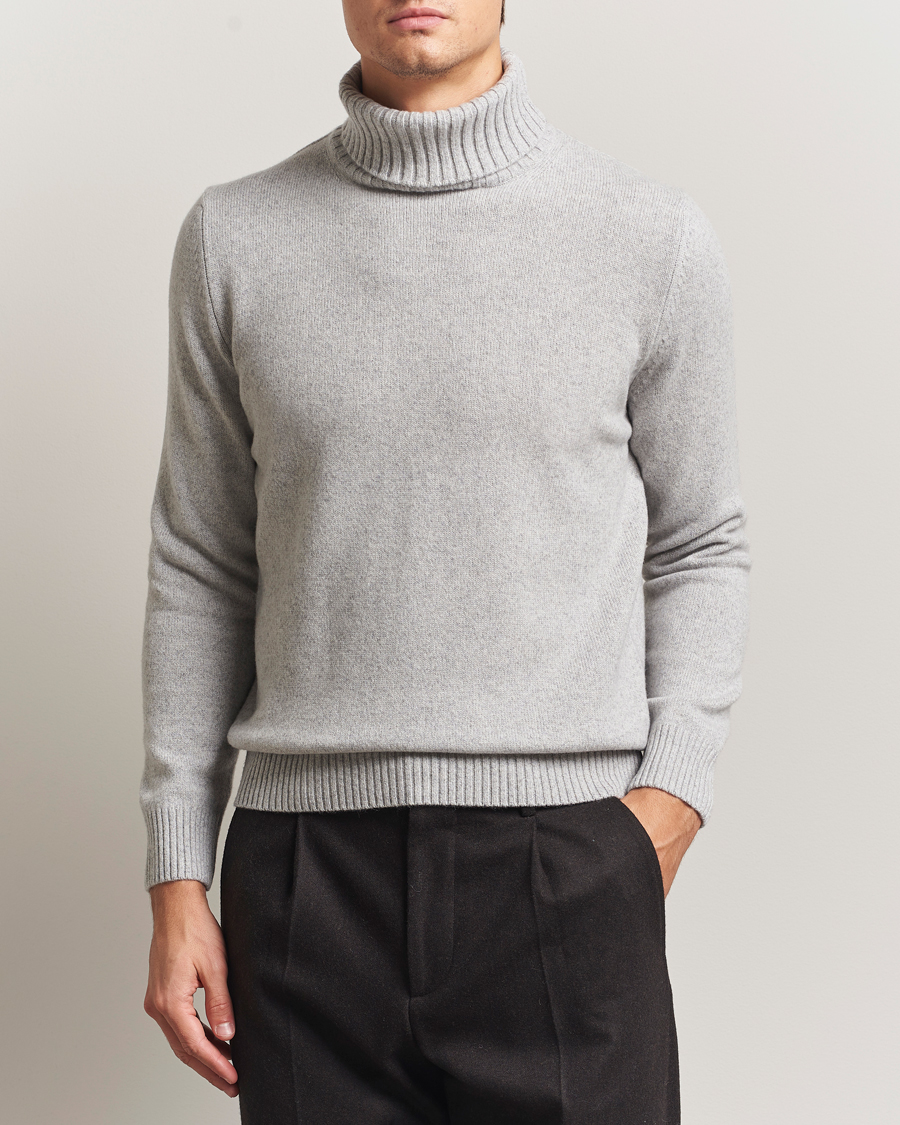 Mies | Puserot | Morgano | Wool/Cashmere Heavy Knit Rollneck Light Grey