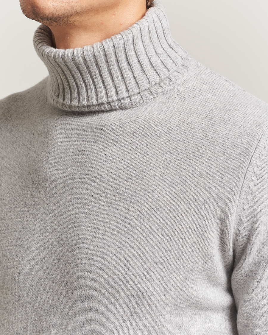 Mies | Puserot | Morgano | Wool/Cashmere Heavy Knit Rollneck Light Grey