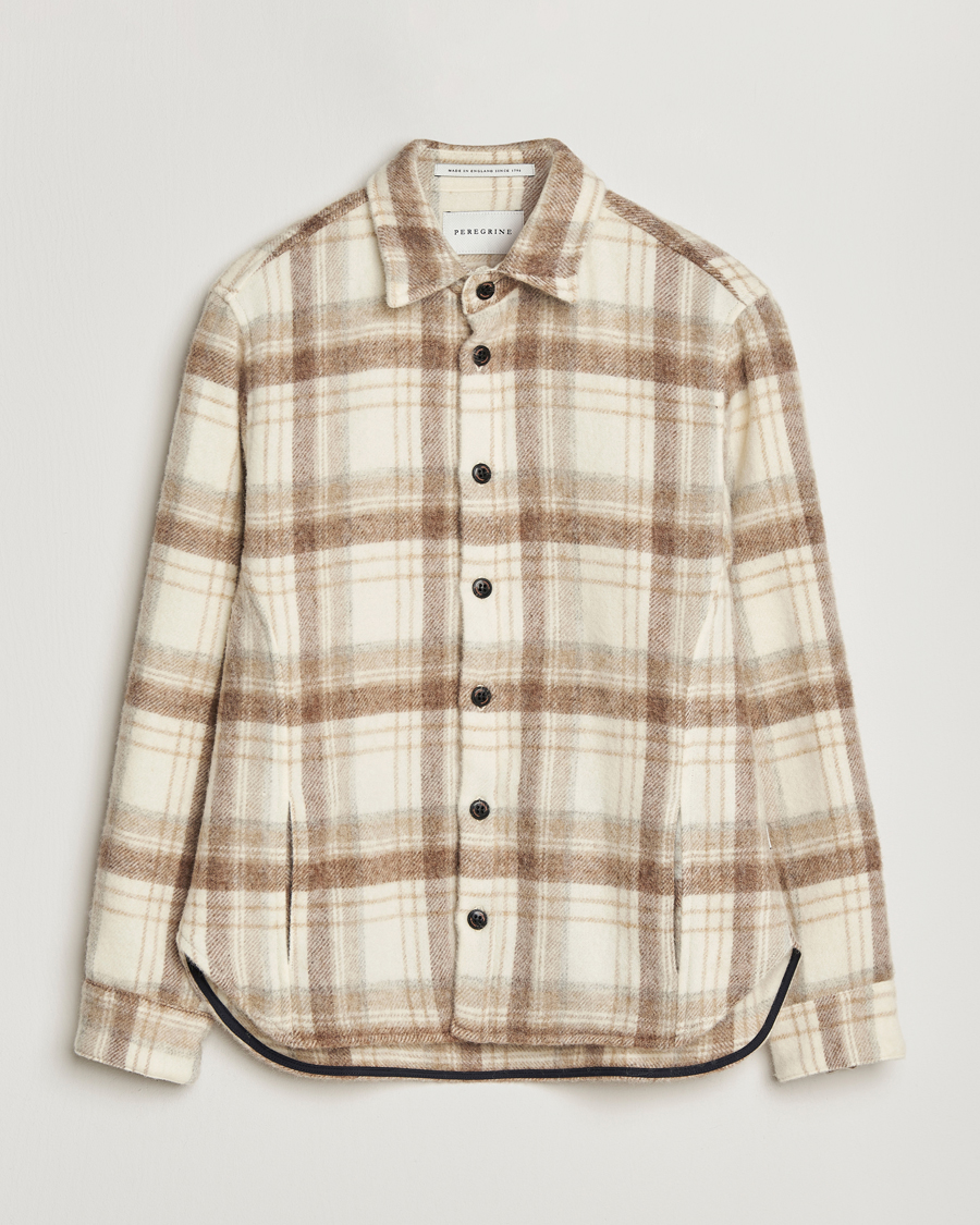 Mies | Kauluspaidat | Peregrine | Moon Wool Check Overshirt Beige