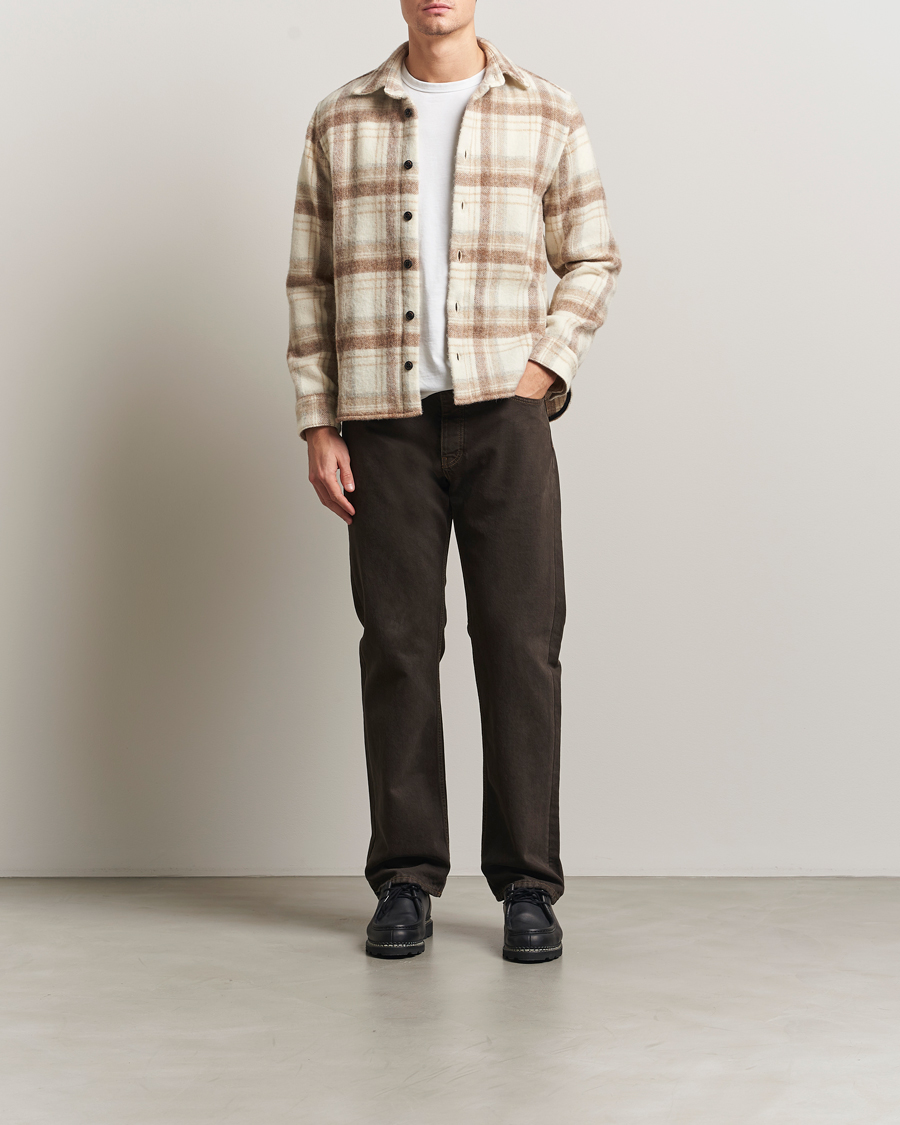 Mies | Kauluspaidat | Peregrine | Moon Wool Check Overshirt Beige