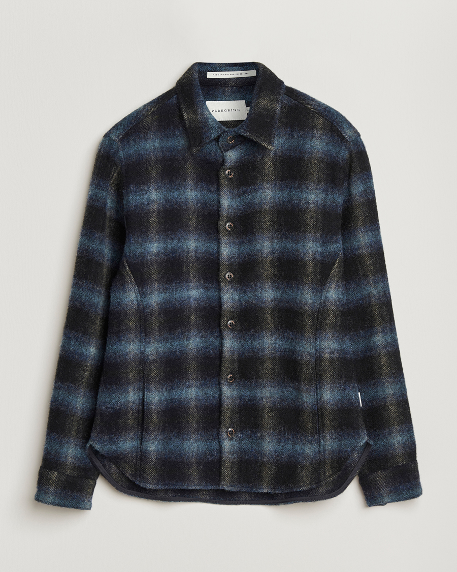 Mies | Kauluspaidat | Peregrine | Moon Wool Check Overshirt Navy
