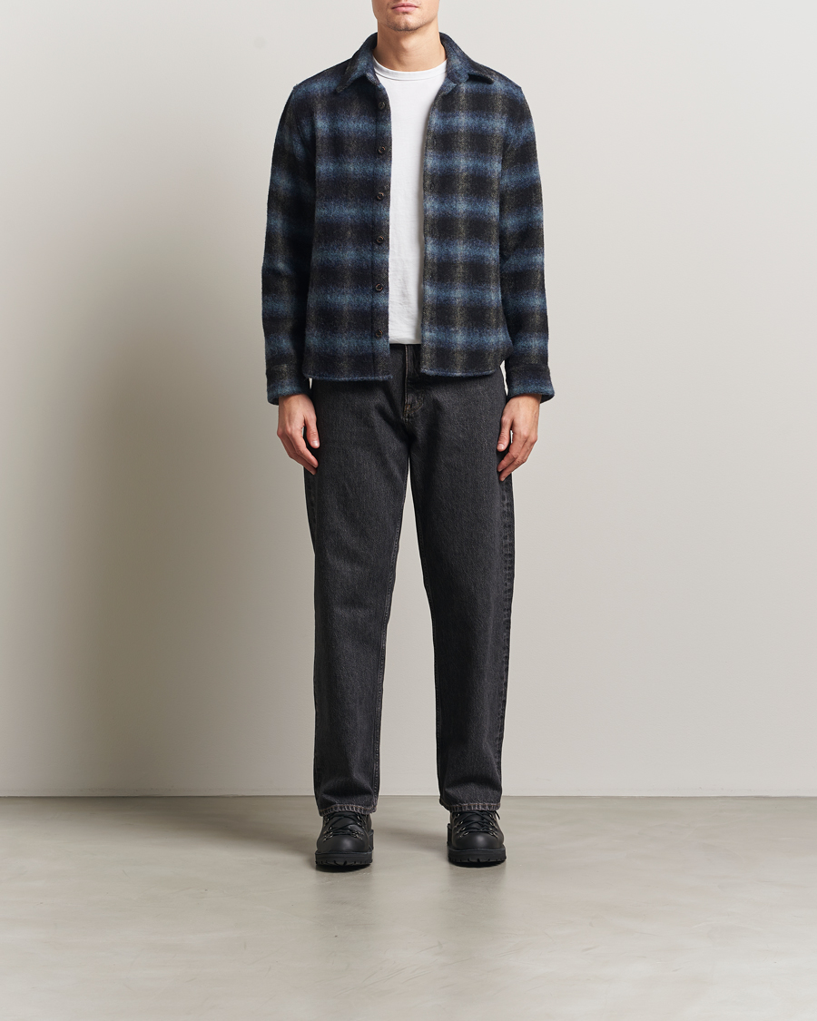 Mies | Kauluspaidat | Peregrine | Moon Wool Check Overshirt Navy