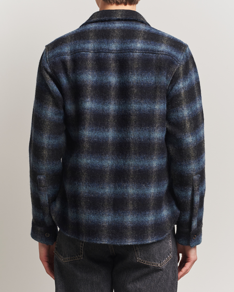 Mies | Kauluspaidat | Peregrine | Moon Wool Check Overshirt Navy