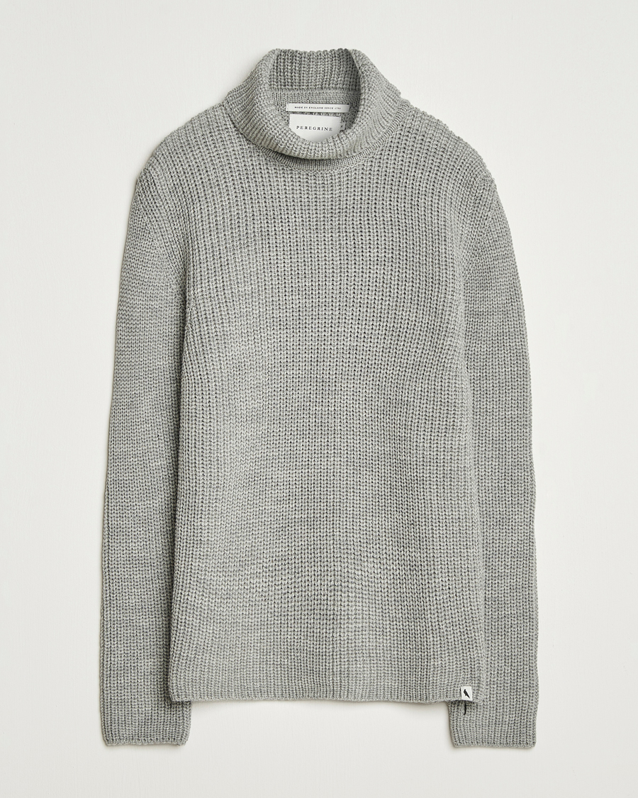 Mies | Puserot | Peregrine | Wilkinson Knitted Merino Rollneck Light Grey