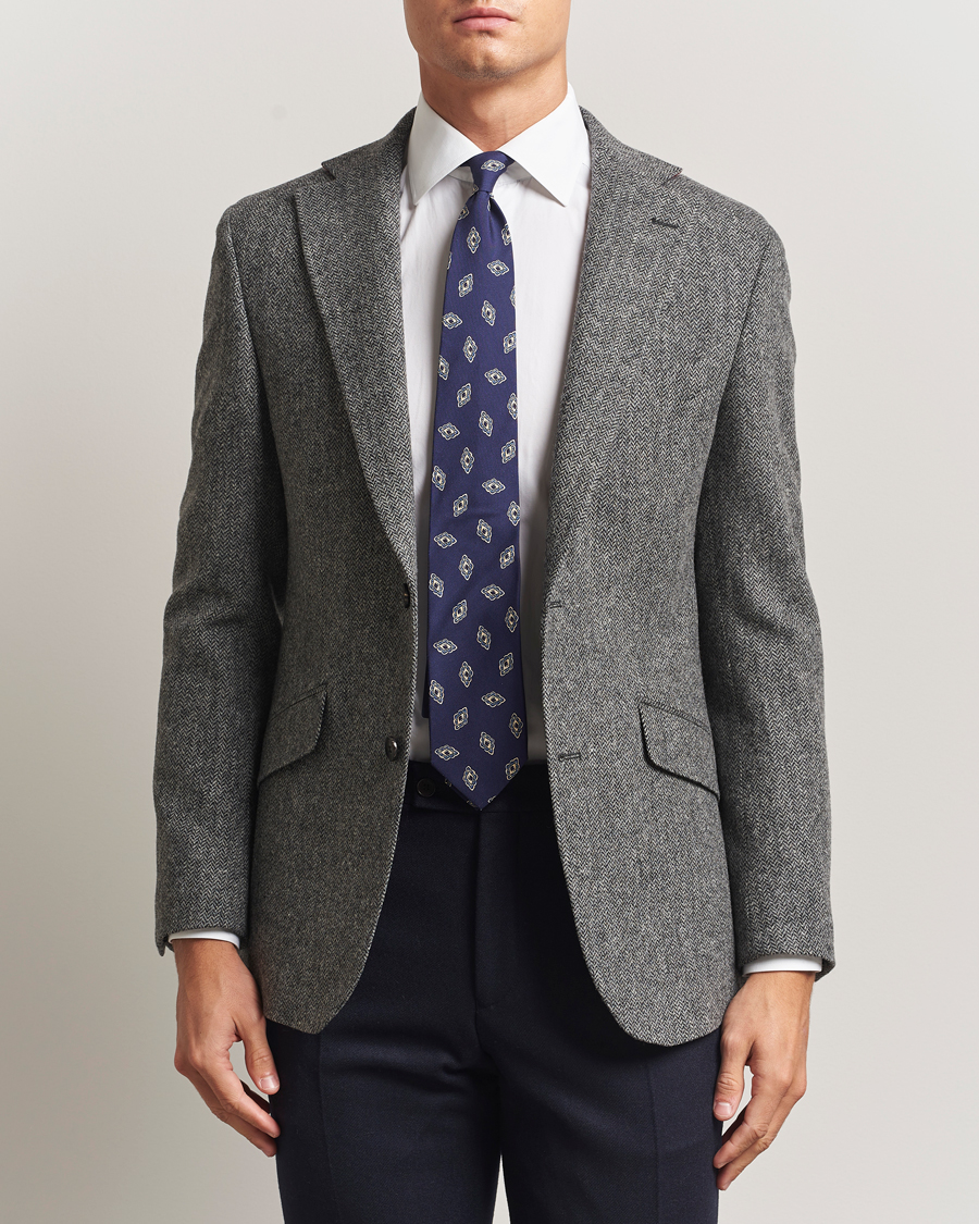 Mies | Pikkutakit | Walker Slater | Edward Lambswool Herringbone Blazer Dark Grey
