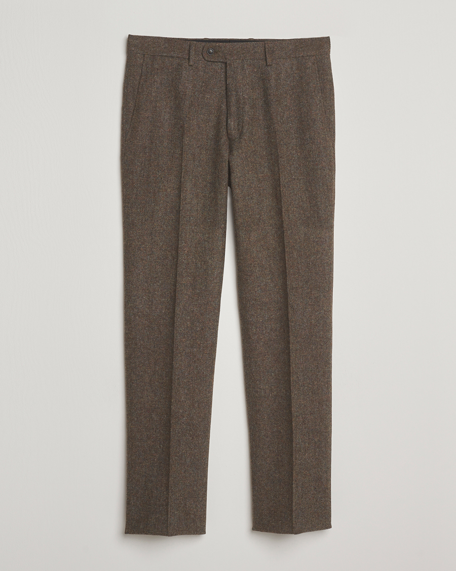 Mies | Pikkutakit | Walker Slater | Edward Shetland Wool Donegal Trousers Dark Green