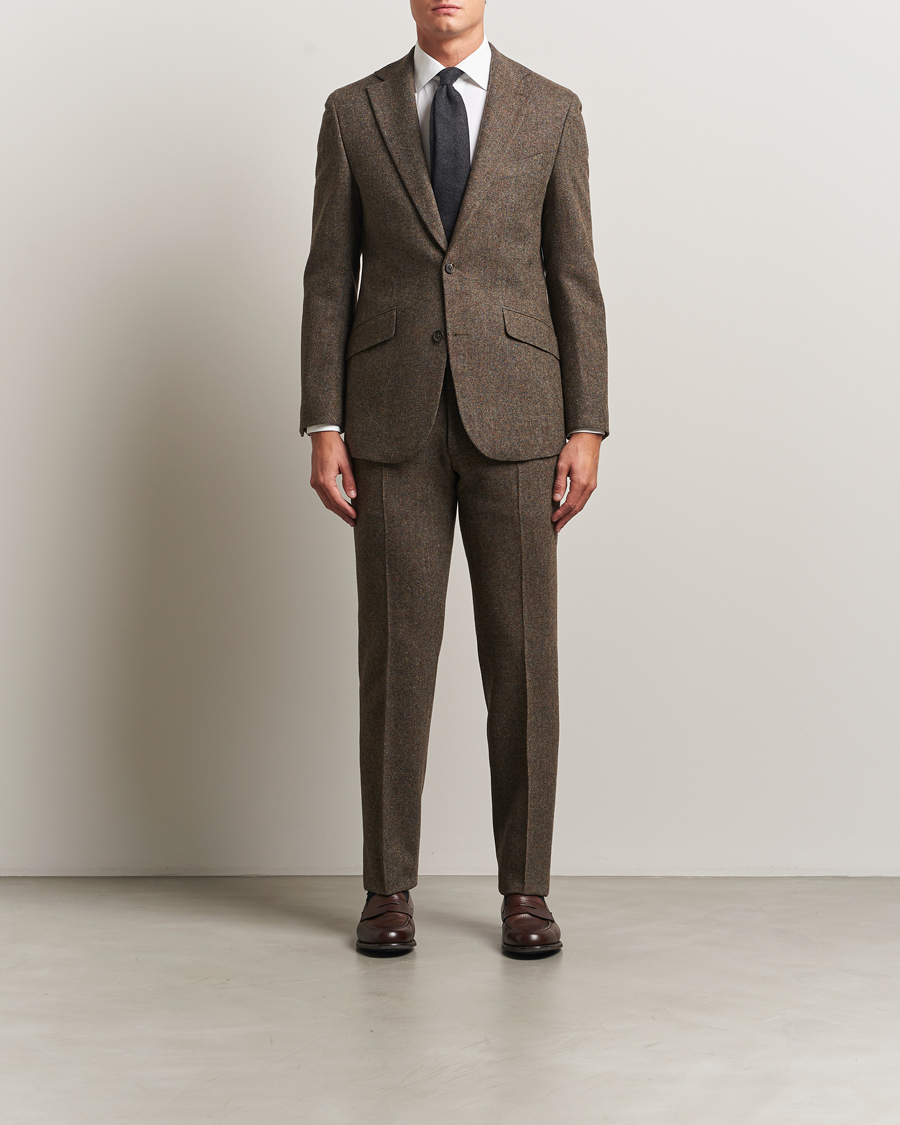Mies | Pikkutakit | Walker Slater | Edward Shetland Wool Donegal Trousers Dark Green