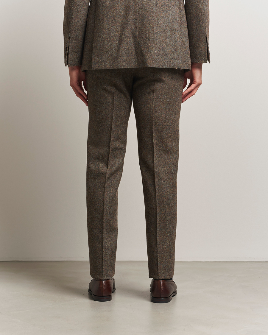 Mies | Pikkutakit | Walker Slater | Edward Shetland Wool Donegal Trousers Dark Green