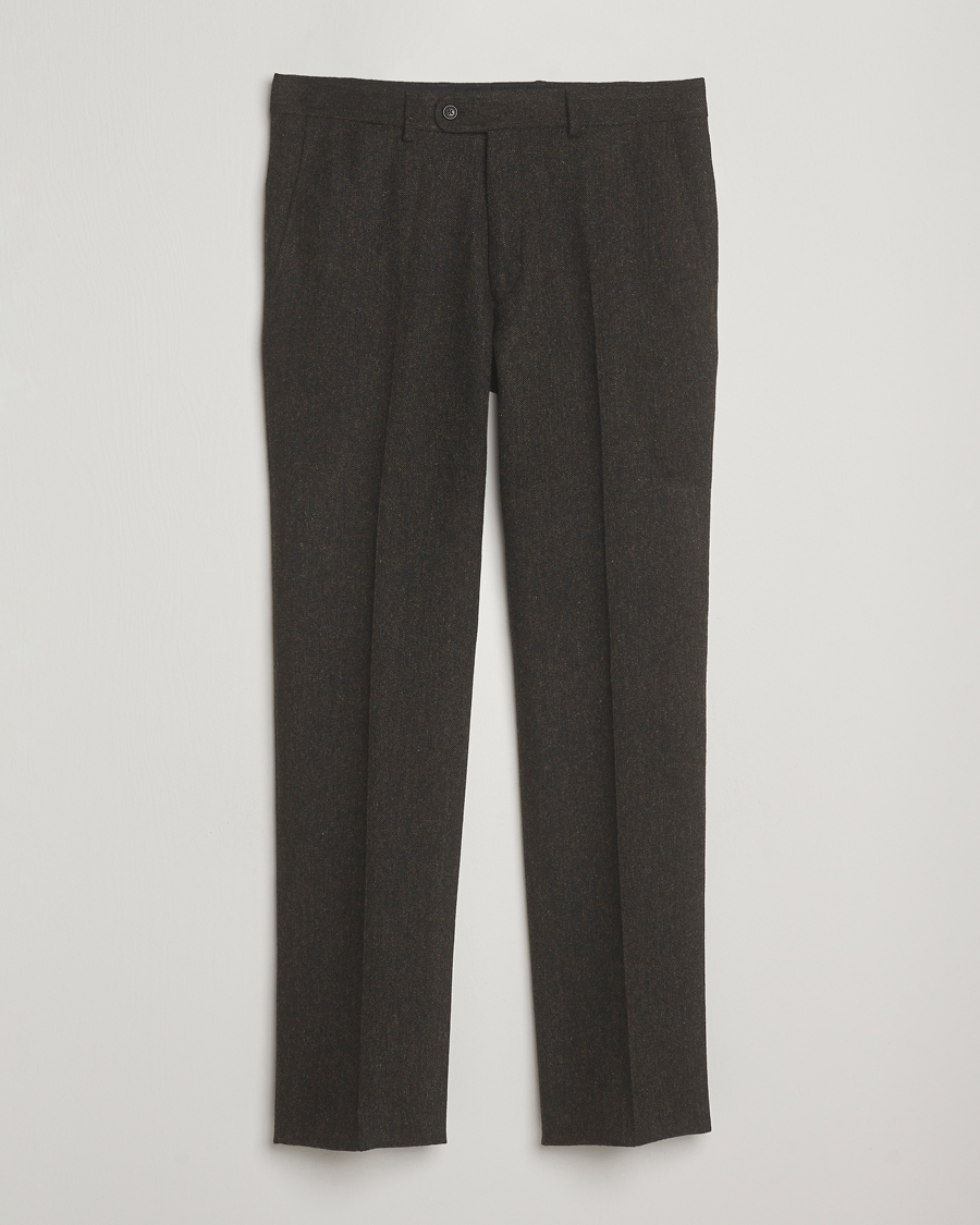 Mies | Pikkutakit | Walker Slater | Edward Shetland Wool Donegal Trousers Dark Brown