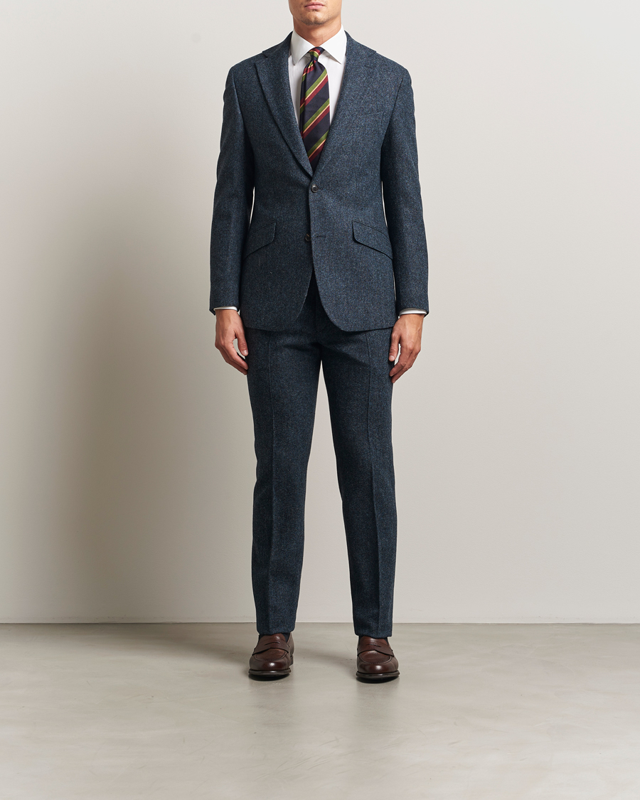 Mies | Pikkutakit | Walker Slater | Edward Shetland Wool Donegal Trousers Navy