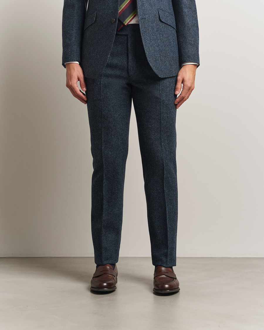 Mies | Pikkutakit | Walker Slater | Edward Shetland Wool Donegal Trousers Navy