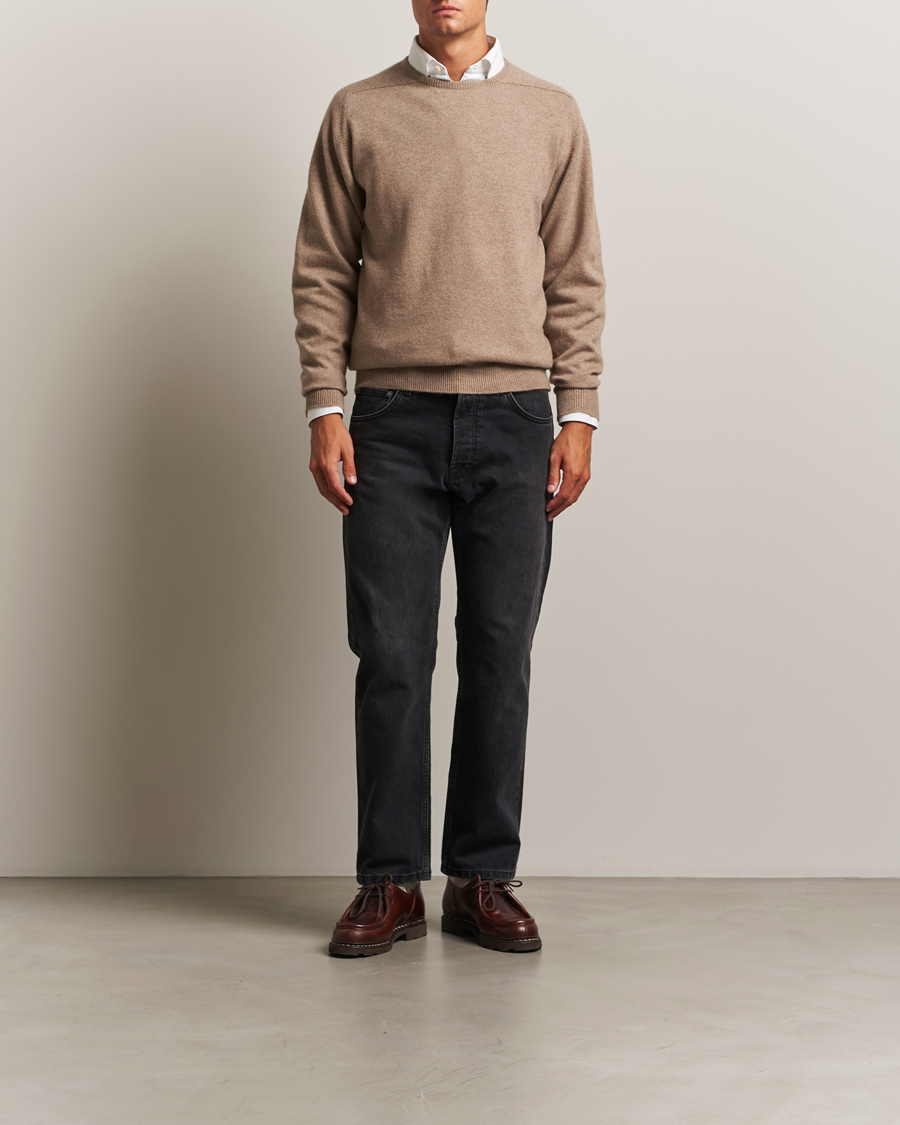 Mies | Puserot | William Lockie | Melrose Cashmere Crew Neck Dark Natural