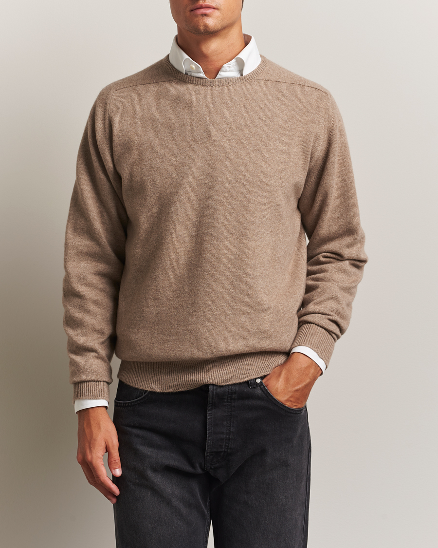 Mies | Puserot | William Lockie | Melrose Cashmere Crew Neck Dark Natural