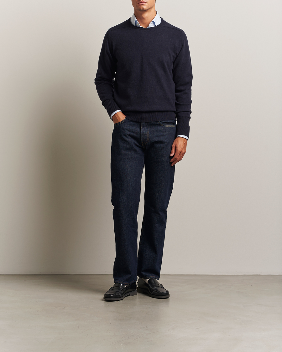 Mies | Puserot | William Lockie | Melrose Cashmere Crew Neck Dark Navy
