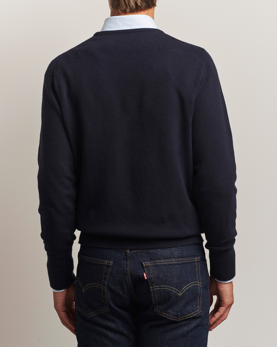 Mies | Puserot | William Lockie | Melrose Cashmere Crew Neck Dark Navy