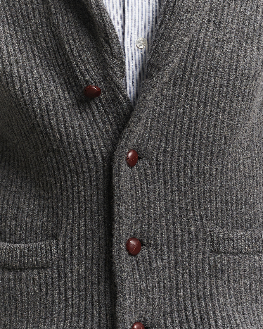 Mies | Puserot | William Lockie | Windsor Geelong Lambswool Shawl Cardigan Grey