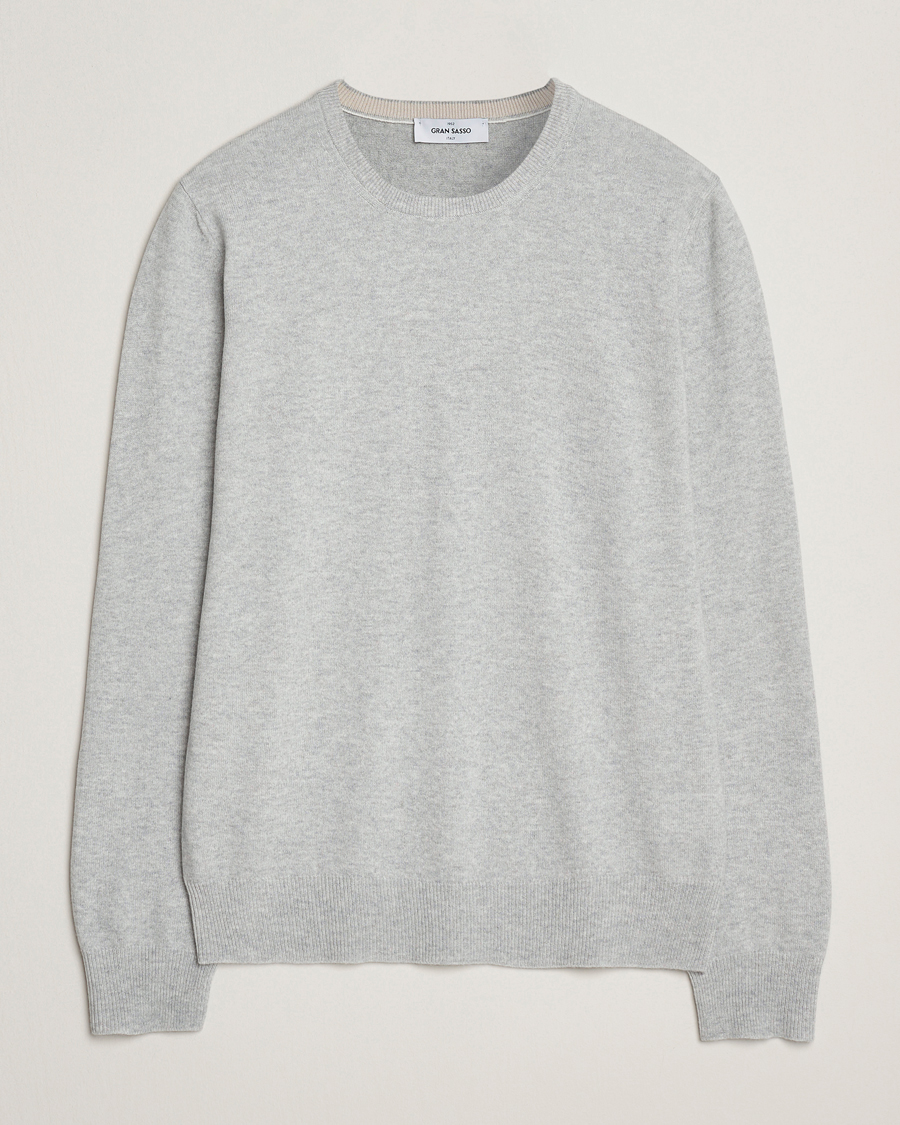 Mies | Puserot | Gran Sasso | Wool/Cashmere Crew Neck Light Grey Melange
