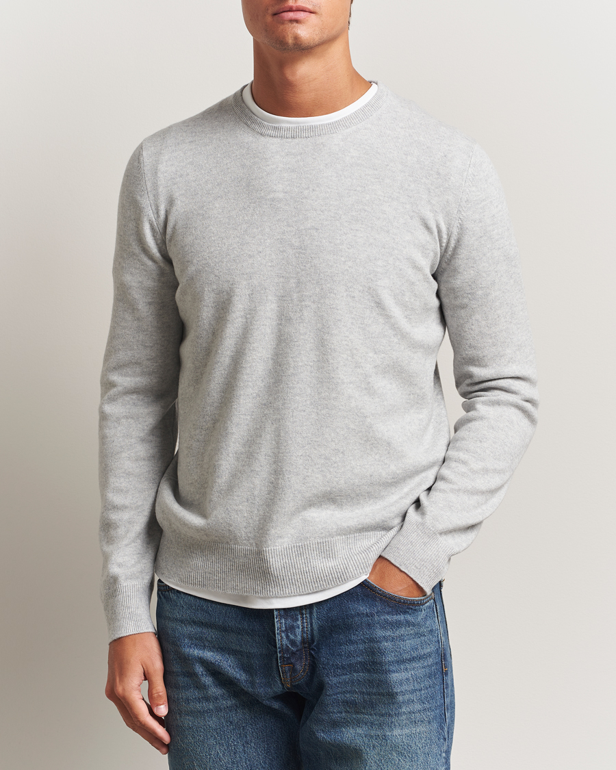Mies | Puserot | Gran Sasso | Wool/Cashmere Crew Neck Light Grey Melange