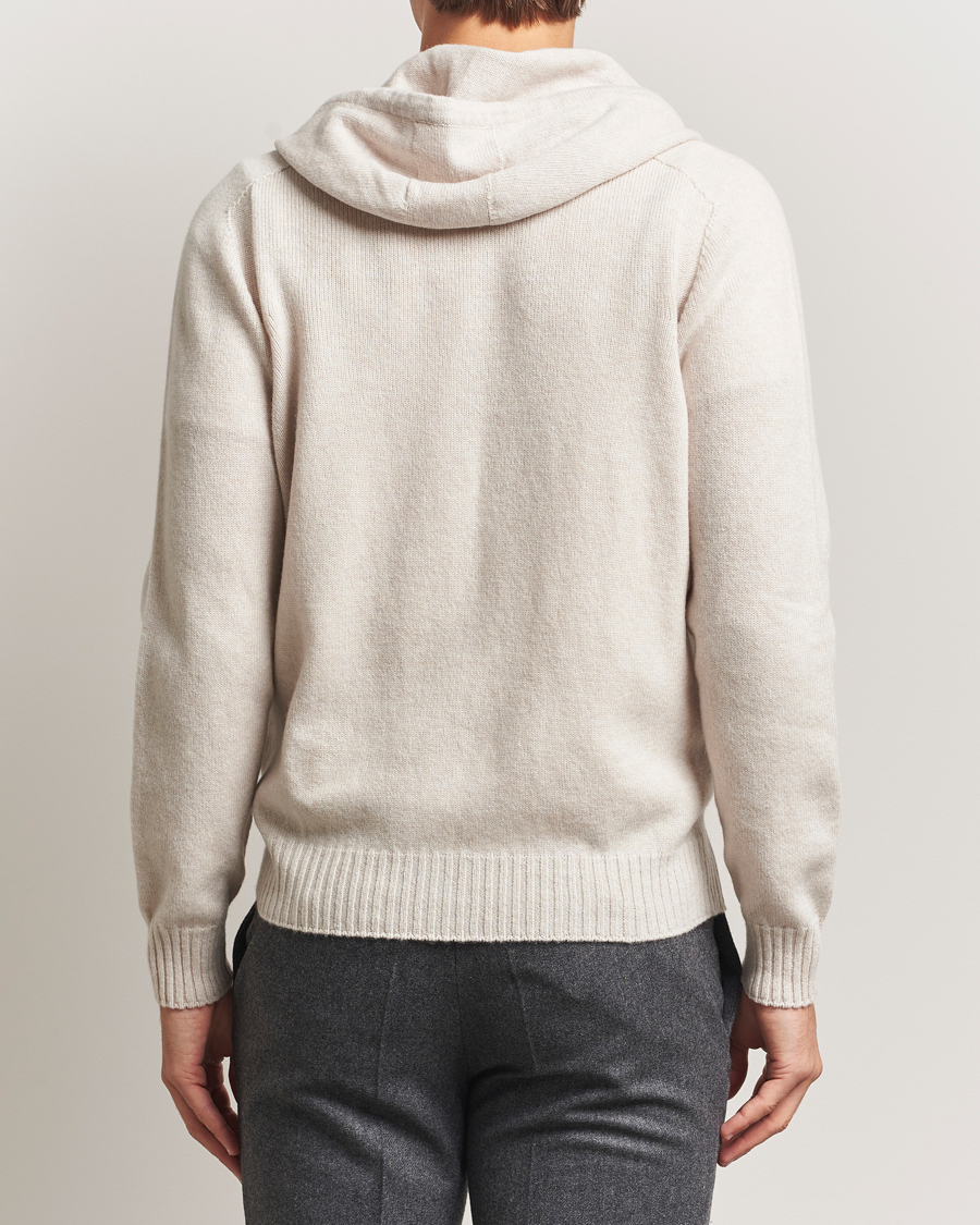 Mies | Puserot | Gran Sasso | Full Zip Wool Hoodie Cream