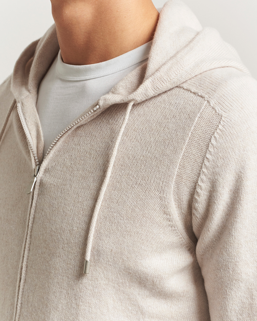 Mies | Puserot | Gran Sasso | Full Zip Wool Hoodie Cream