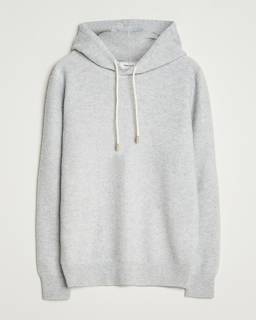Mies | Puserot | Gran Sasso | Boiled Wool Hoodie Light Grey Melange
