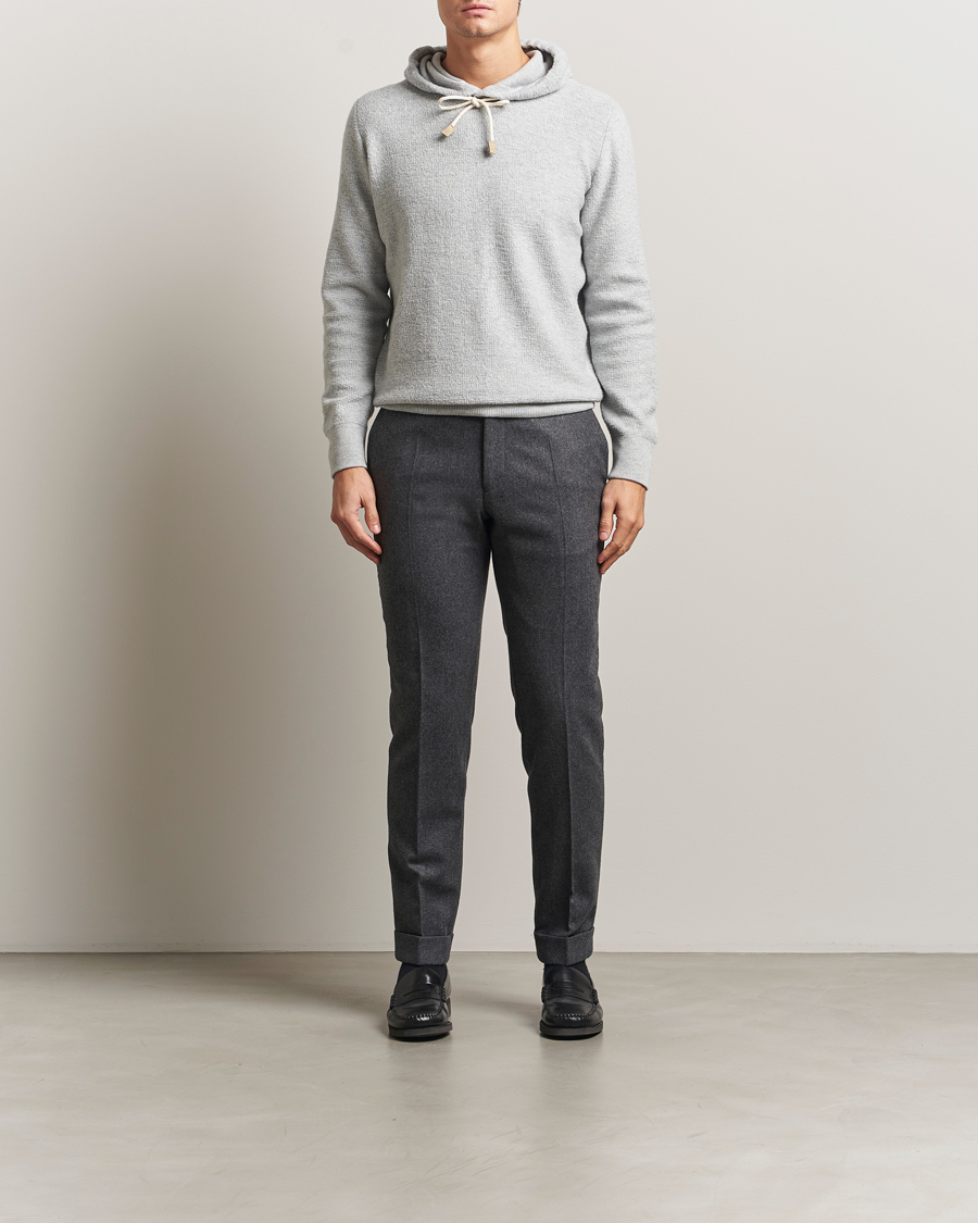 Mies | Puserot | Gran Sasso | Boiled Wool Hoodie Light Grey Melange
