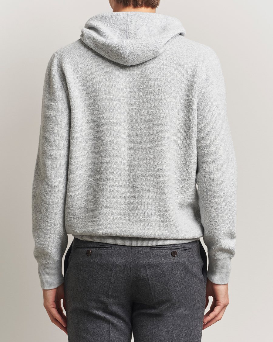 Mies | Puserot | Gran Sasso | Boiled Wool Hoodie Light Grey Melange