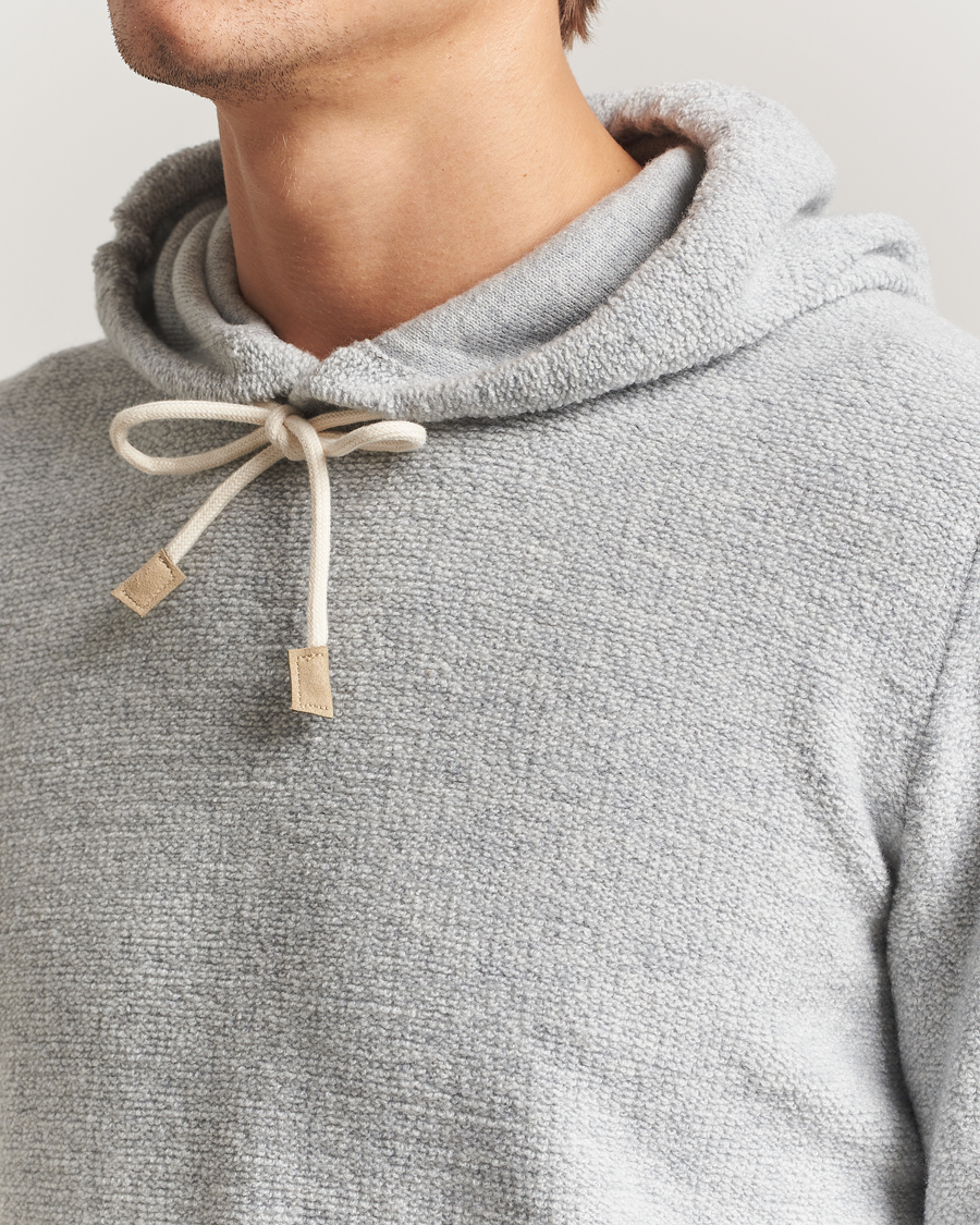 Mies | Puserot | Gran Sasso | Boiled Wool Hoodie Light Grey Melange