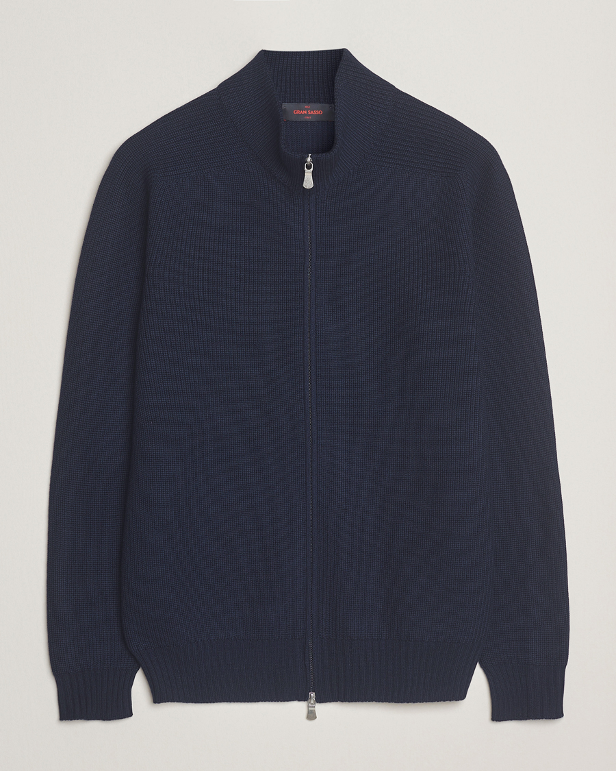 Mies | Puserot | Gran Sasso | Rainwool Full Zip Navy