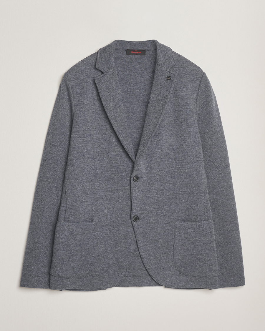 Mies | Pikkutakit | Gran Sasso | Rainwool Knitted Blazer Grey Melange