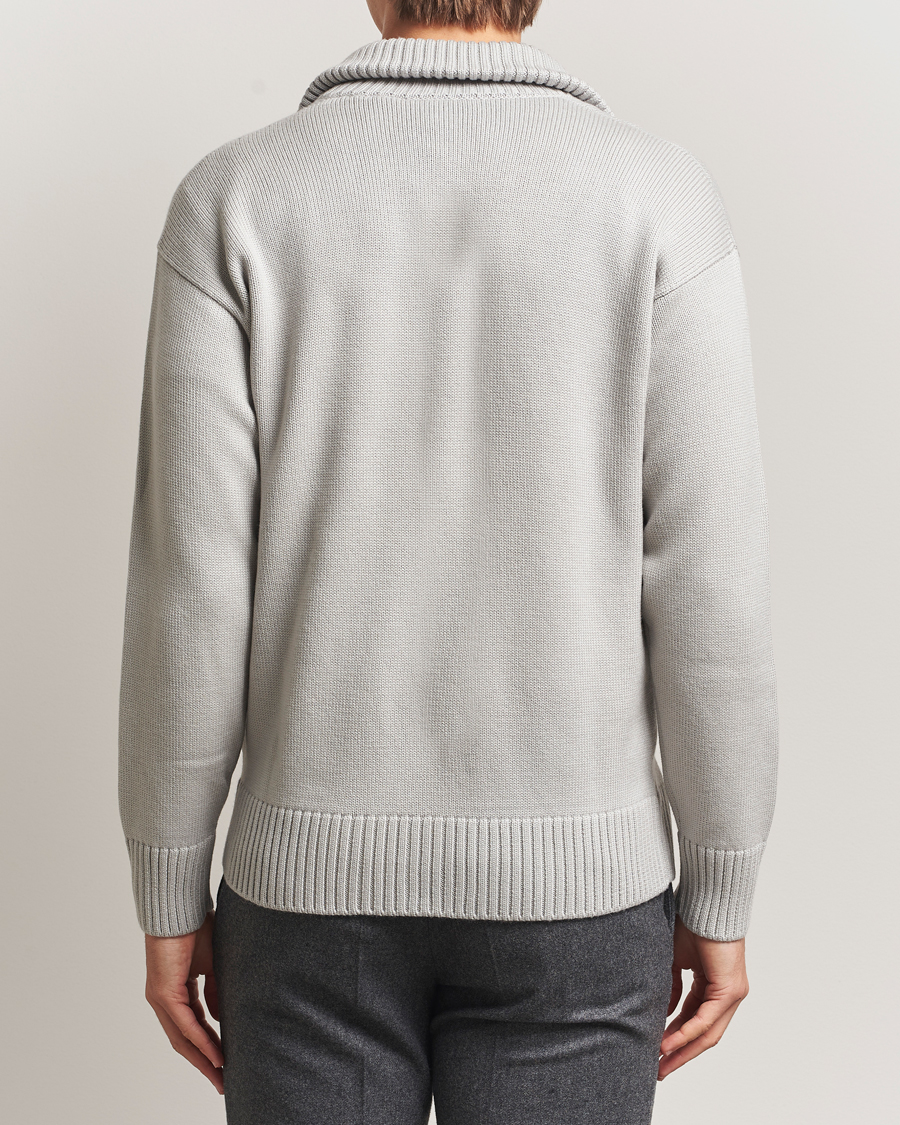 Mies | Puserot | Gran Sasso | Heavy Knitted Merino Full Zip Light Grey Melange