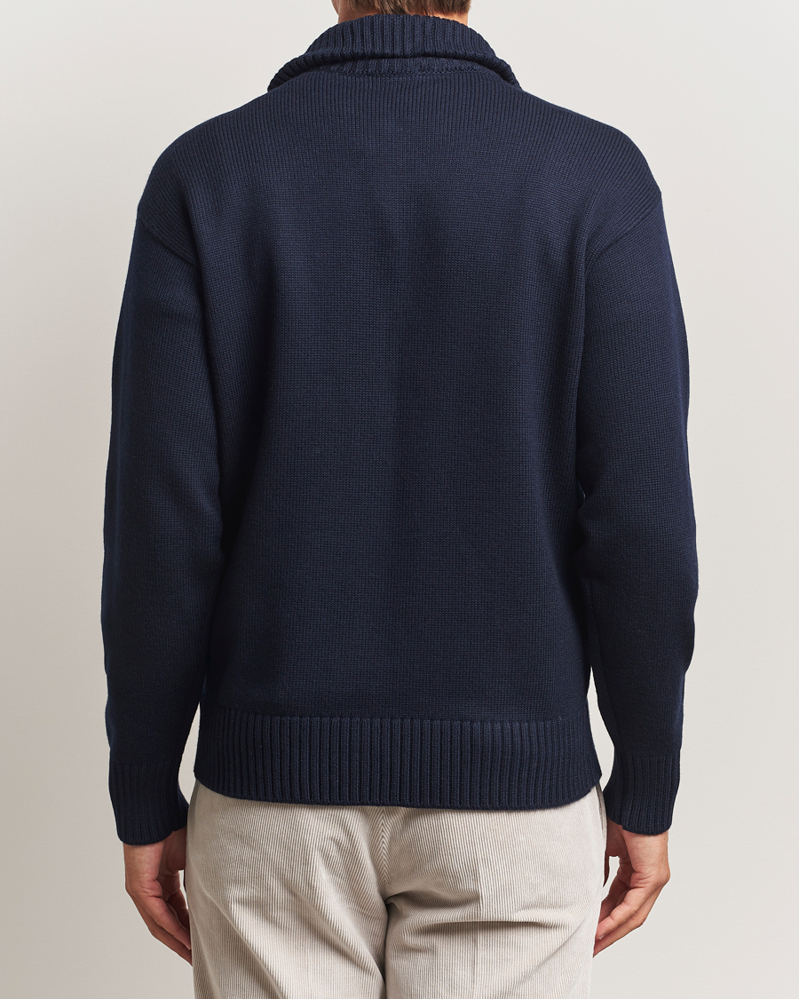 Mies | Puserot | Gran Sasso | Heavy Knitted Merino Full Zip Navy