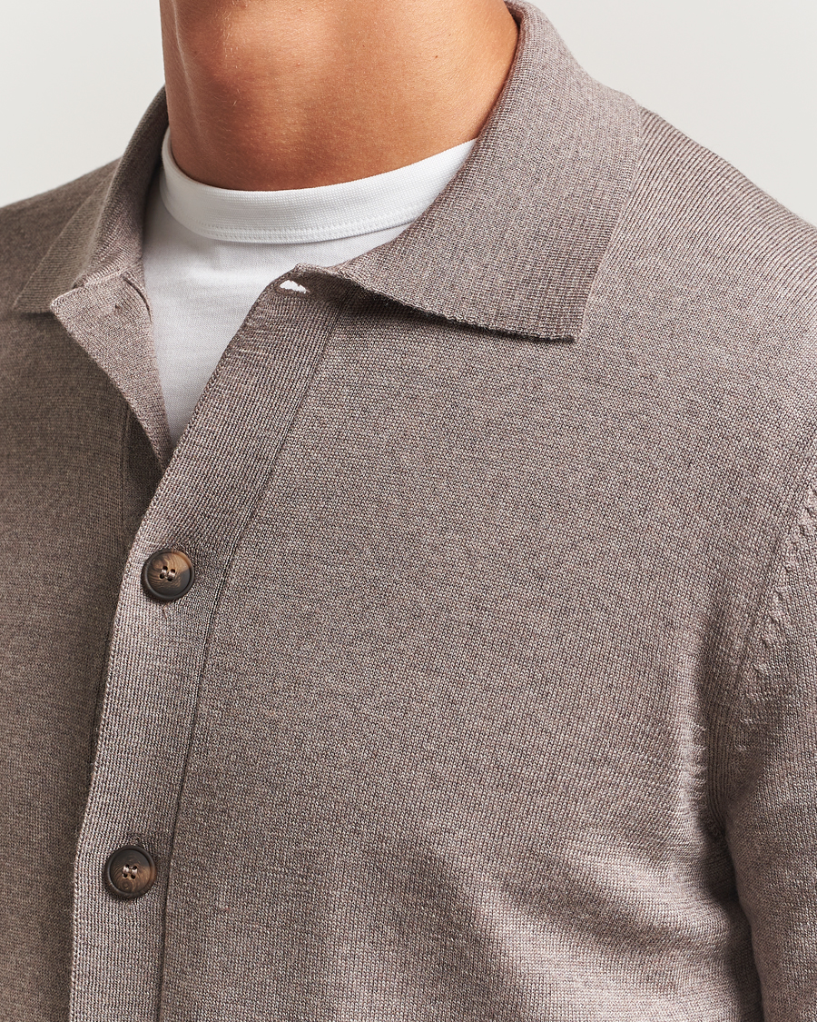 Mies | Puserot | Gran Sasso | Wool Knitted Cardigan Beige Melange