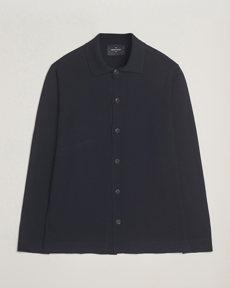 Mies | Puserot | Gran Sasso | Wool Knitted Cardigan Navy