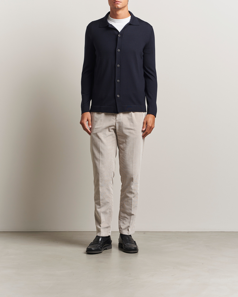 Mies | Puserot | Gran Sasso | Wool Knitted Cardigan Navy