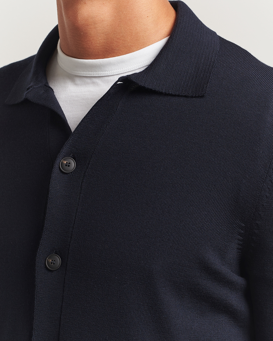 Mies | Puserot | Gran Sasso | Wool Knitted Cardigan Navy