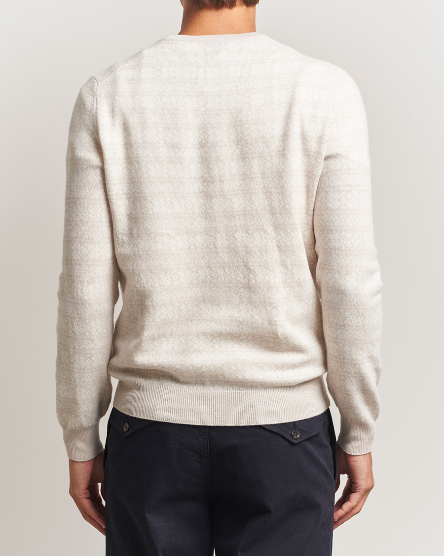 Mies | Puserot | Gran Sasso | Wool/Cashmere Fairisle Sweater Beige Melange