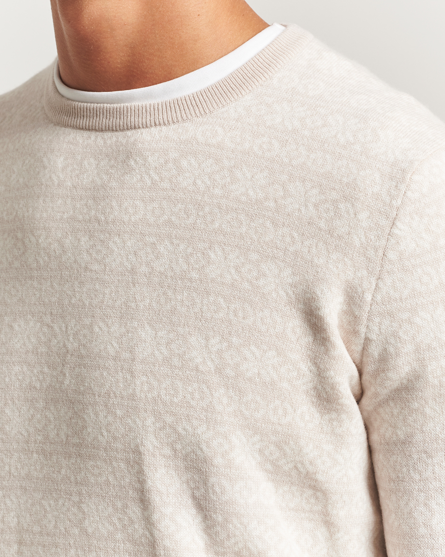 Mies | Puserot | Gran Sasso | Wool/Cashmere Fairisle Sweater Beige Melange