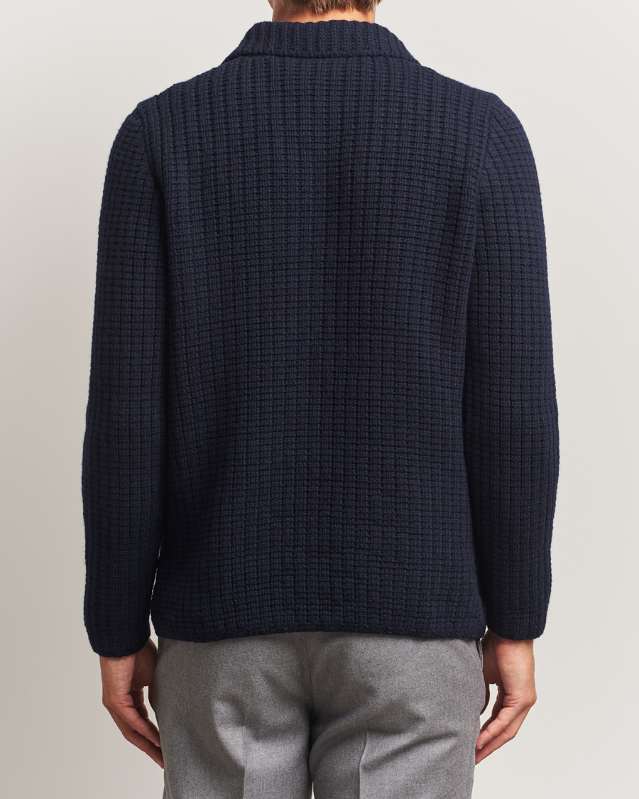 Mies | Puserot | Gran Sasso | Heavy Knitted Wool Cardigan Navy
