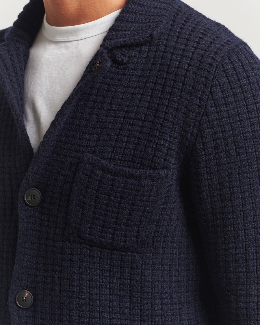 Mies | Puserot | Gran Sasso | Heavy Knitted Wool Cardigan Navy