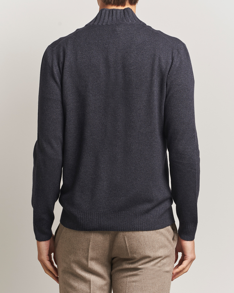 Mies | Puserot | Gran Sasso | Wool/Cashmere Washed Full Zip Asphalt