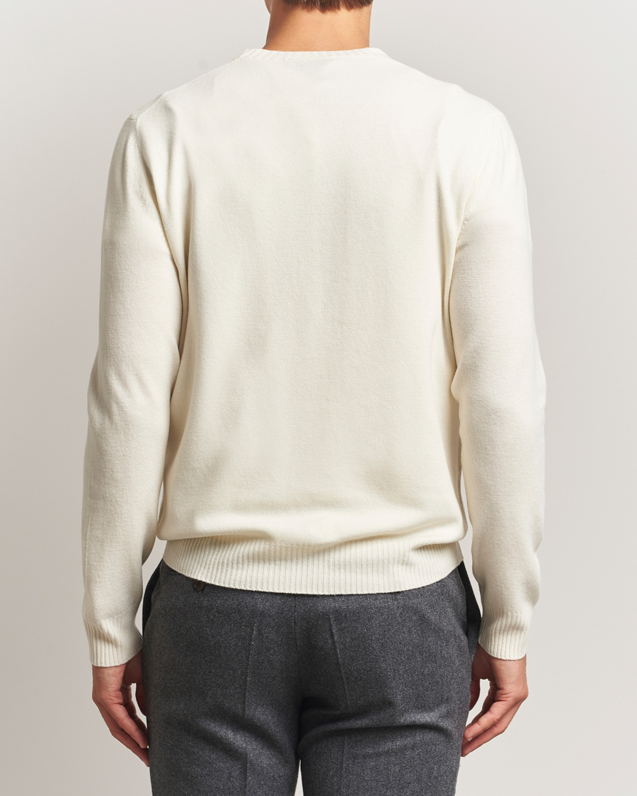 Mies | Puserot | Gran Sasso | Wool/Cashmere Washed Crew Neck Cream Melange