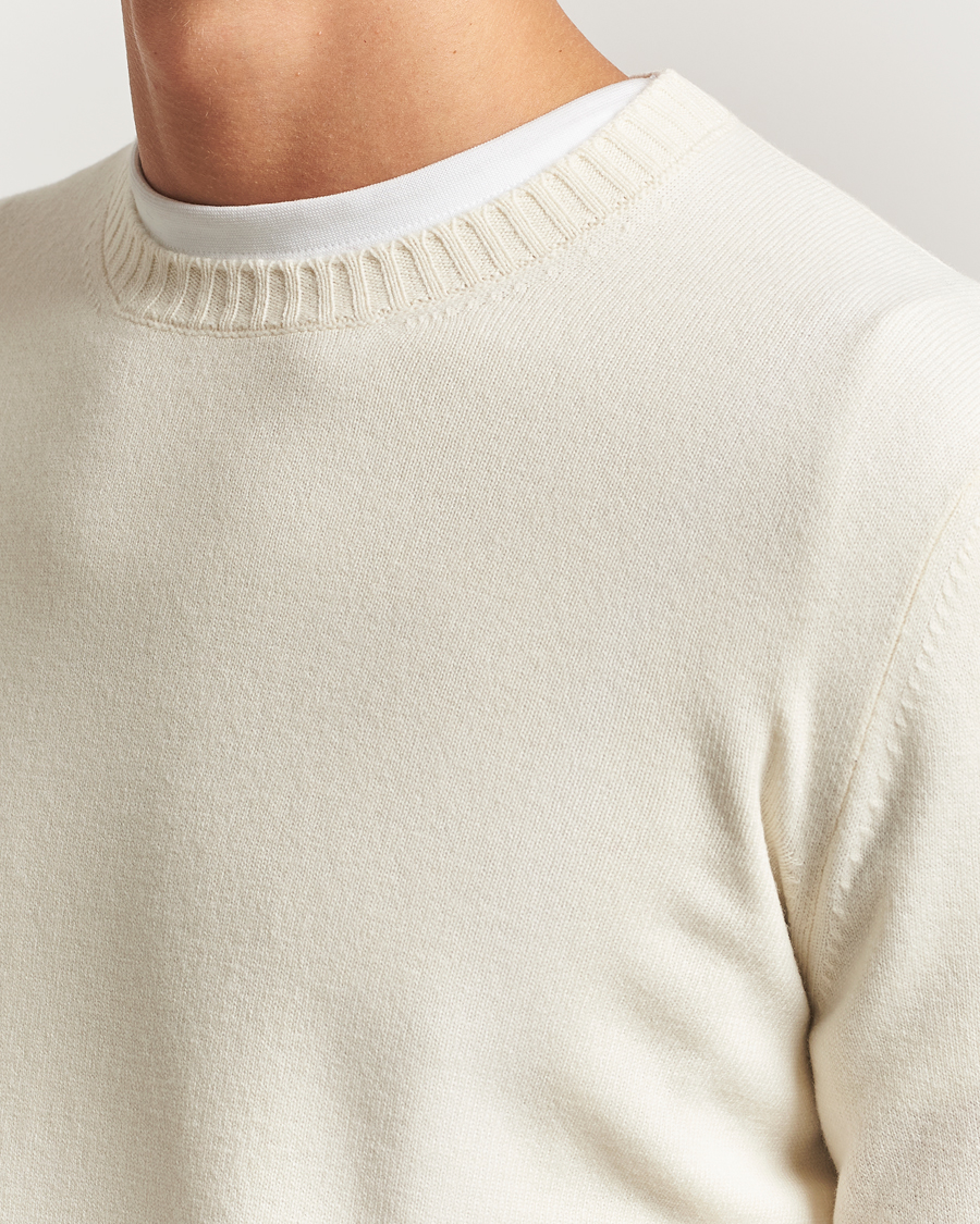 Mies | Puserot | Gran Sasso | Wool/Cashmere Washed Crew Neck Cream Melange