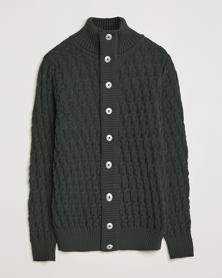 Mies | Puserot | S.N.S. Herning | Stark Wool Cable Cardigan Dark Forest Green