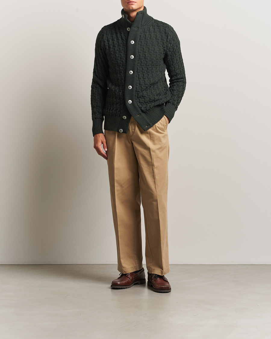 Mies | Puserot | S.N.S. Herning | Stark Wool Cable Cardigan Dark Forest Green