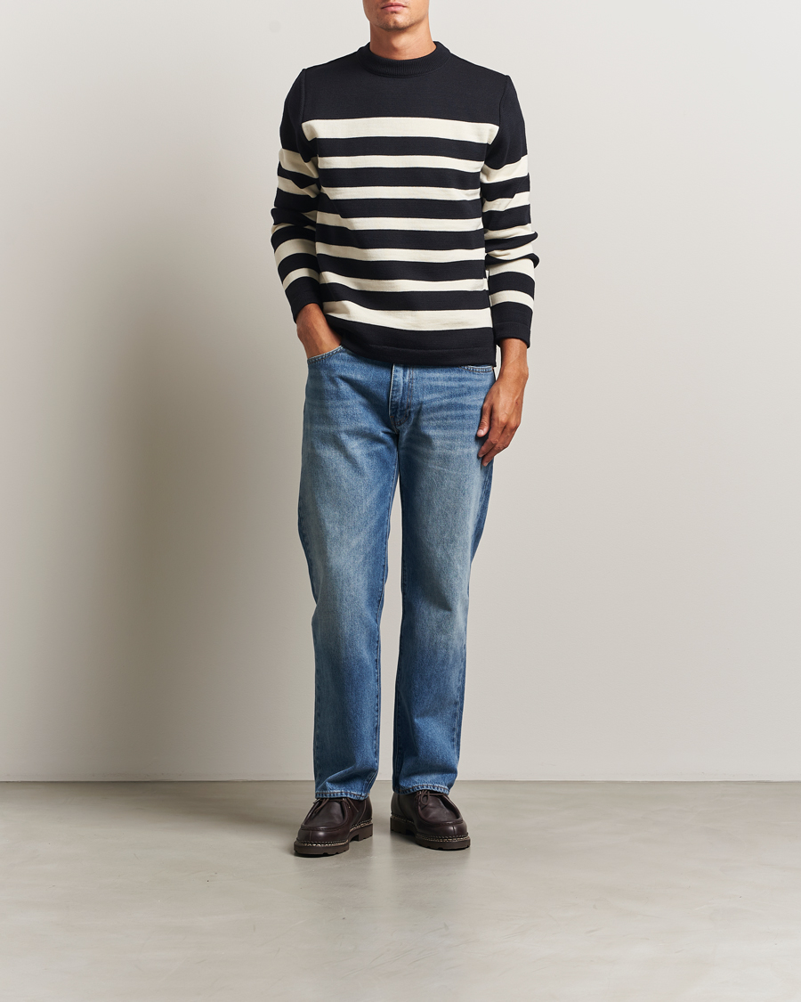 Mies | Puserot | S.N.S. Herning | Given Wool Crew Neck Navy/White