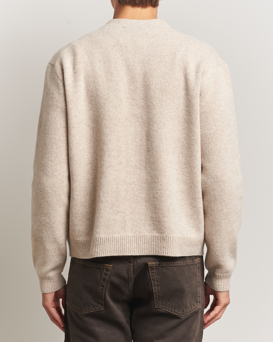 Mies | Puserot | Maison Kitsuné | Grey Fox Head Milano Lambswool Cardigan Tan Beige