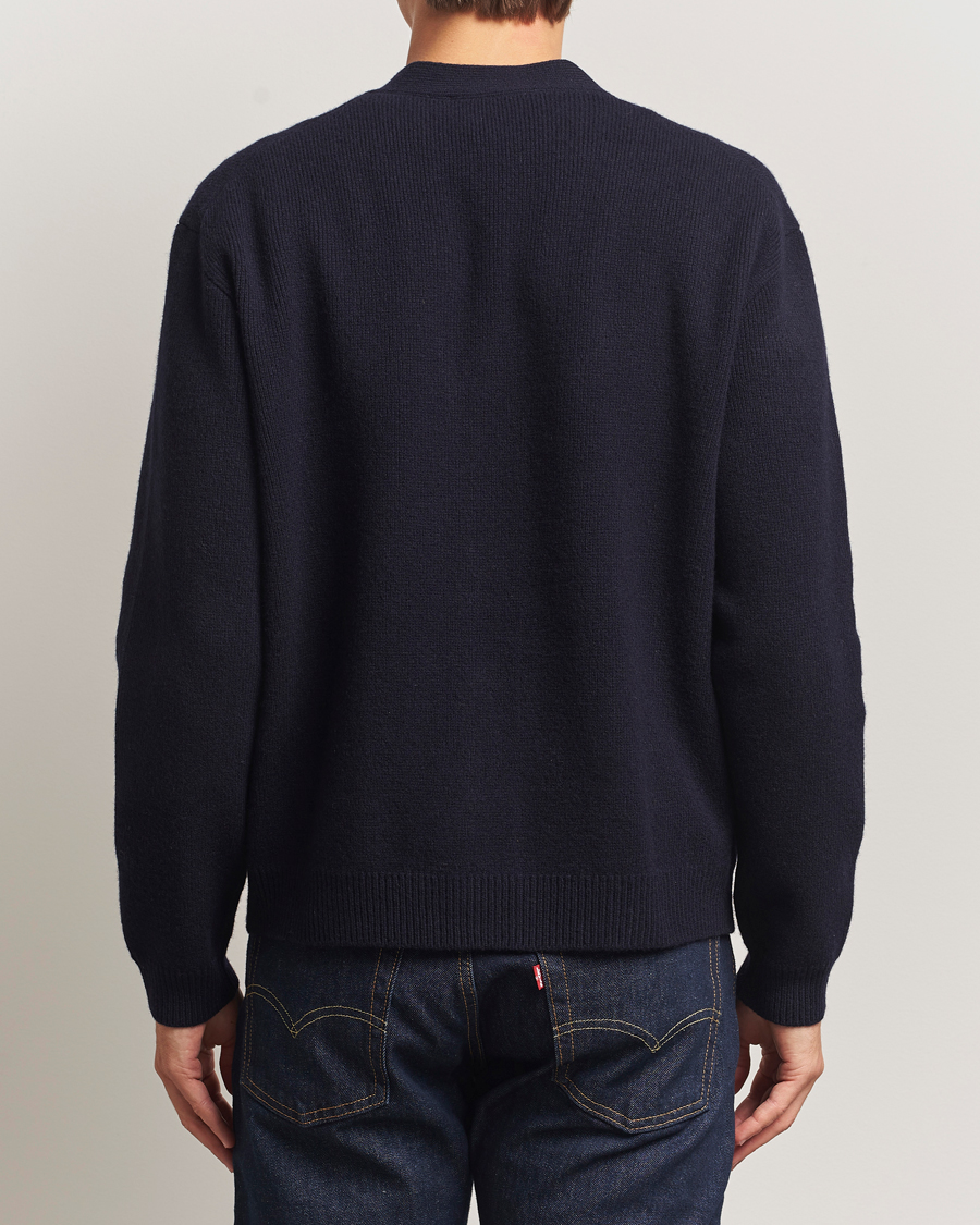 Mies | Puserot | Maison Kitsuné | Grey Fox Head Milano Lambswool Cardigan Classic Navy